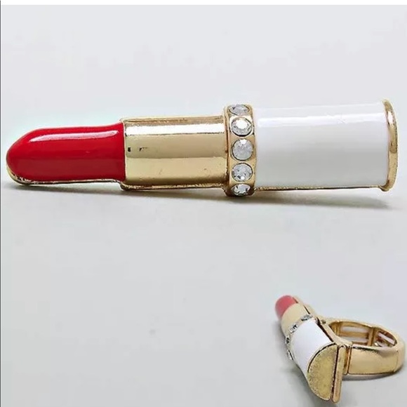 Jewelry - Faux Lipstick Crystal Stretch Cocktail Ring
